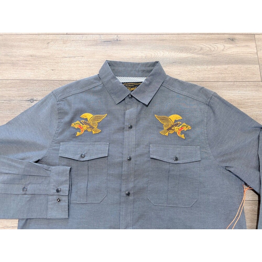 Howler Brothers Gaucho Snapshirt Osprey Prey Charcoal Gray Mens XL NWT Collector - Picture 3 of 9